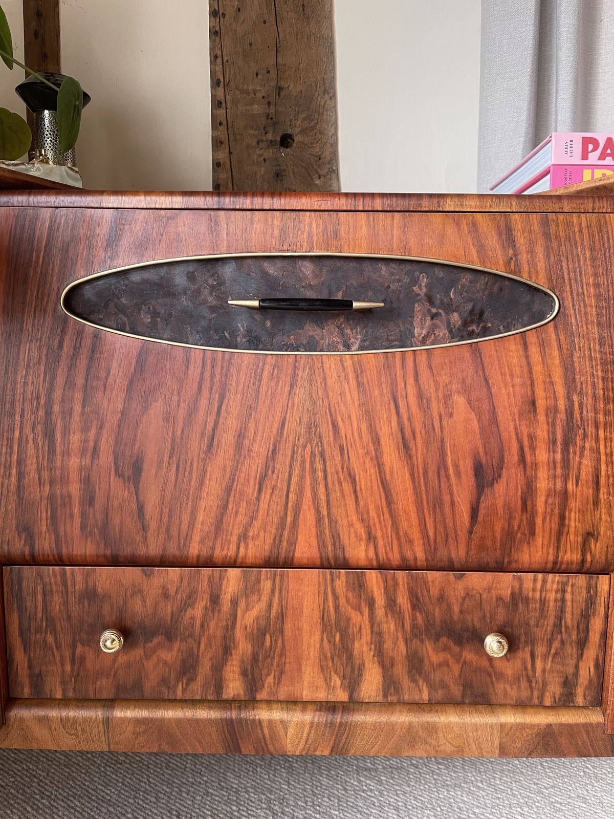 Mid Century Beautility Walnut Burl Cocktail Cabinet photo Furniture