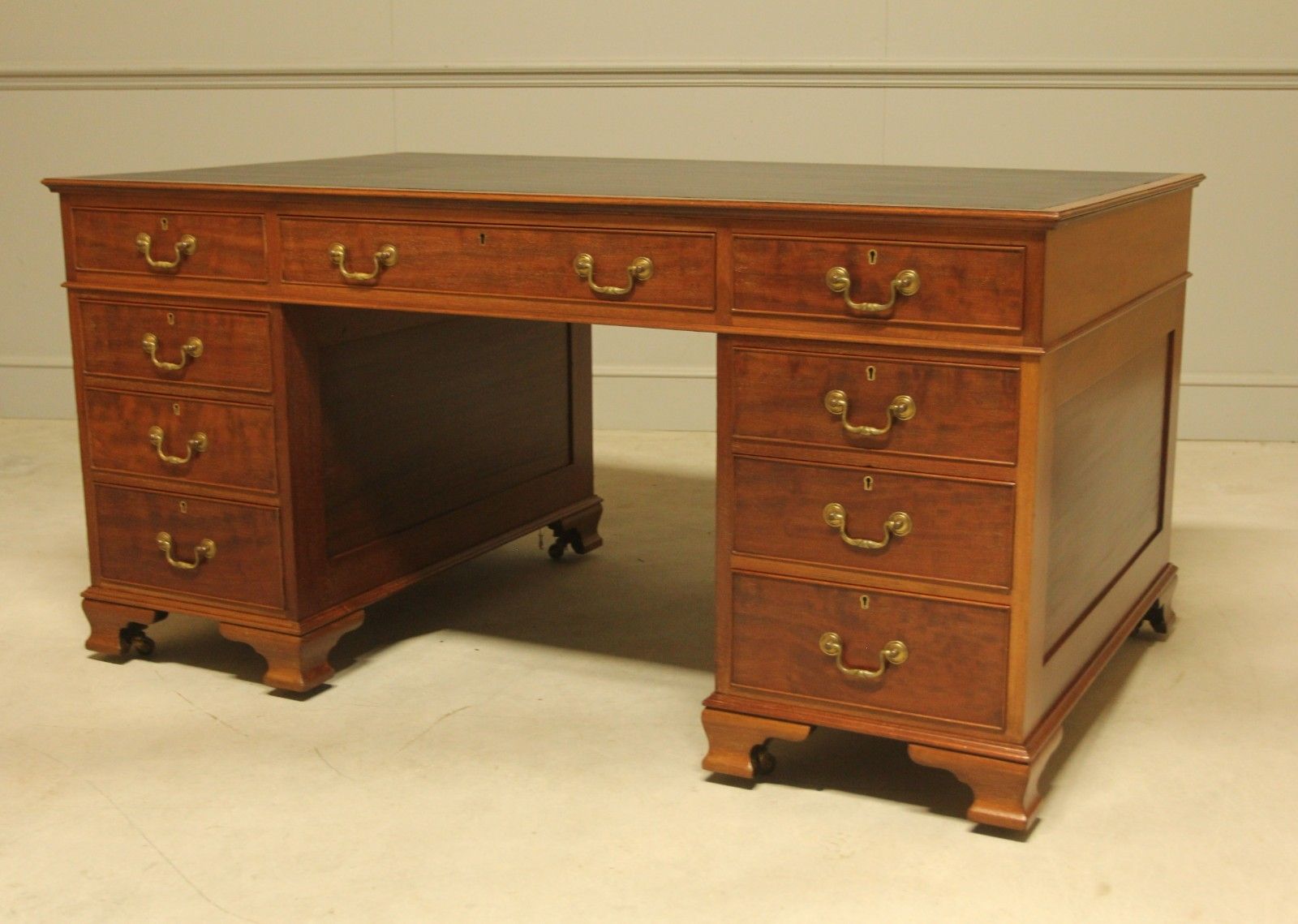 Early 20th Century Mahogany Banker’s Partners Desk photo vintage