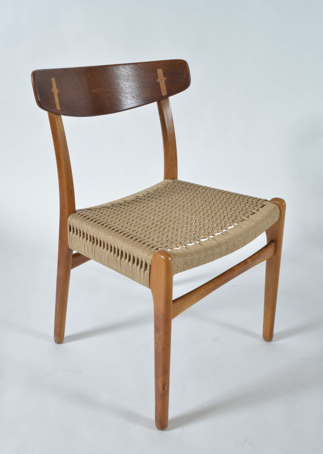 photo vintage Set Of 6 Danish Hans Wegner Ch 23 Beech Teak Dining Chairs Carl Hansen 1950s