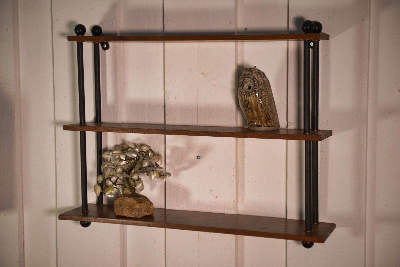 1960's Oak Shelf And Steel Tube photo vinterior