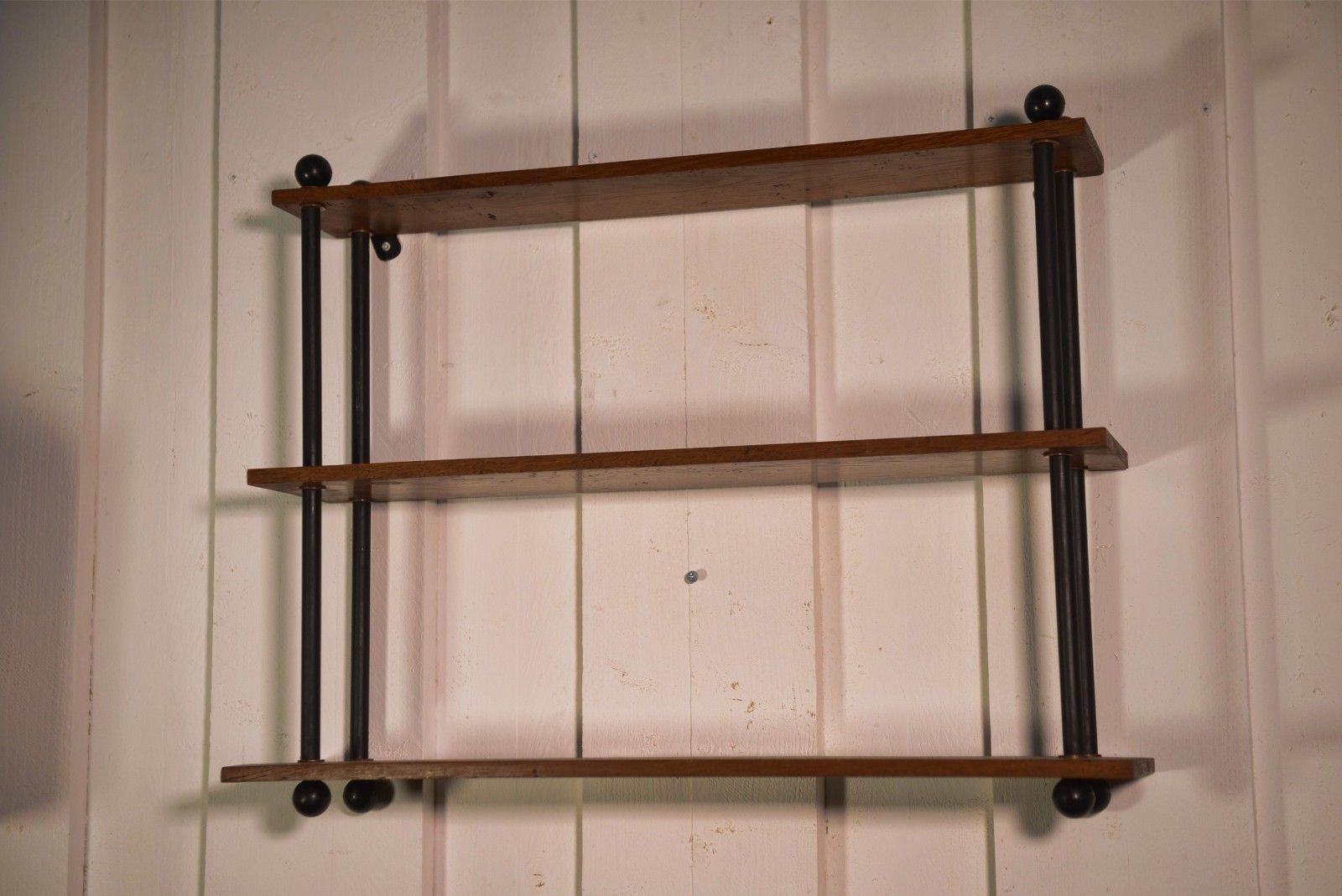 1960's Oak Shelf And Steel Tube photo vintage