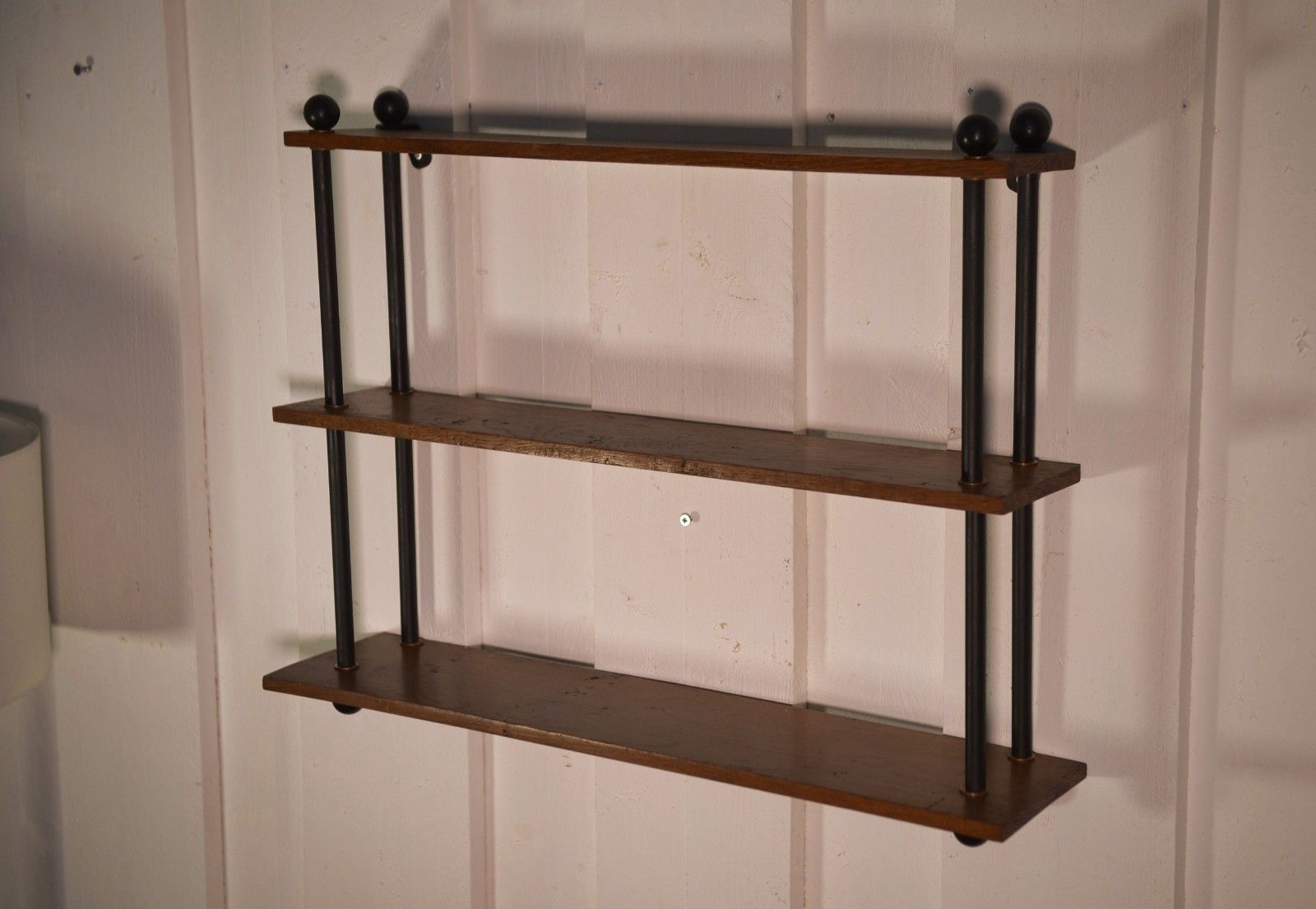 photo for sale 1960's Oak Shelf And Steel Tube