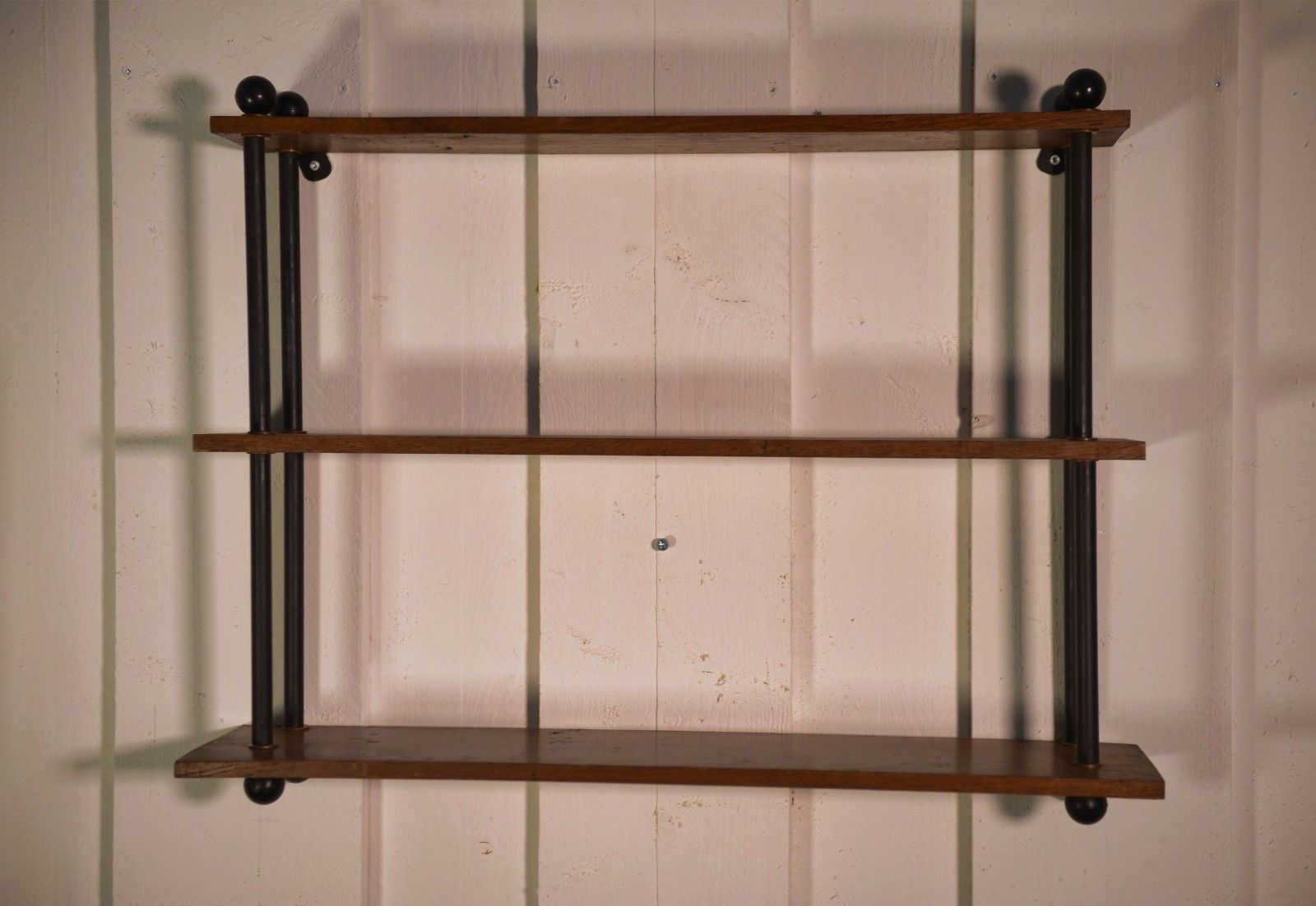 Furniture 1960's Oak Shelf And Steel Tube photo