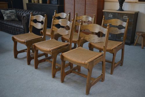 photo furniture Set Of 6 Chairs In The Taste Of Guillerme Et Chambron 1950's