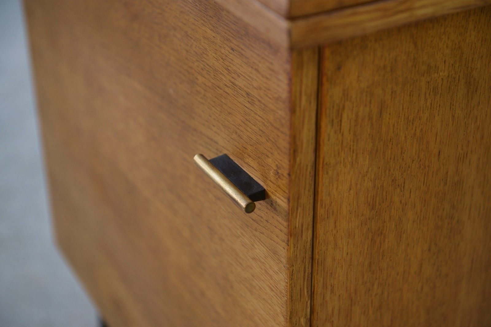 1960's Office, Steel, Brass And Oak Folding Side Cabinet photo 463.0