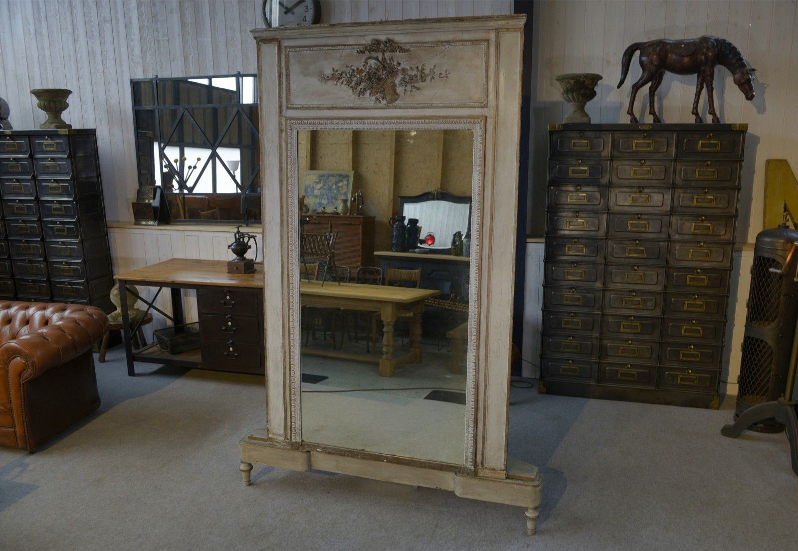 Napoleon III Large Patinated Mirror 19th Century