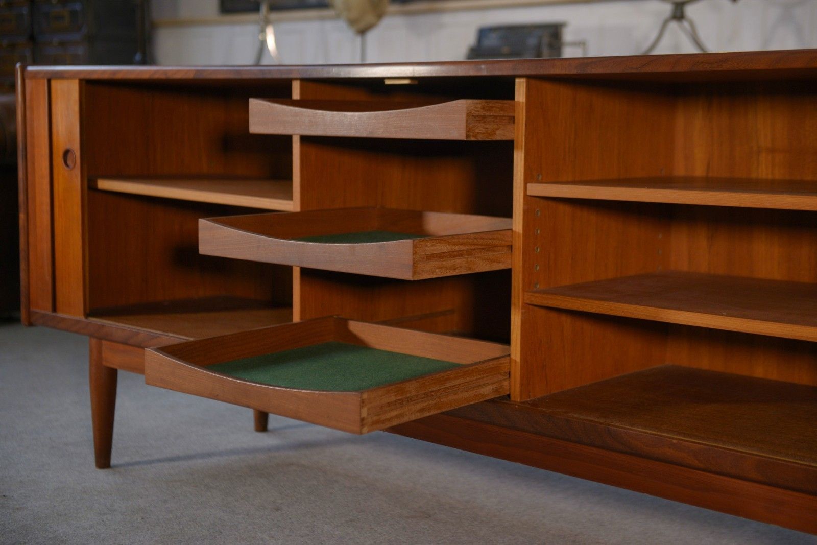 photo vinterior Scandinavian Teak Sliding Door Row By Svend Aage Larsen 1960's