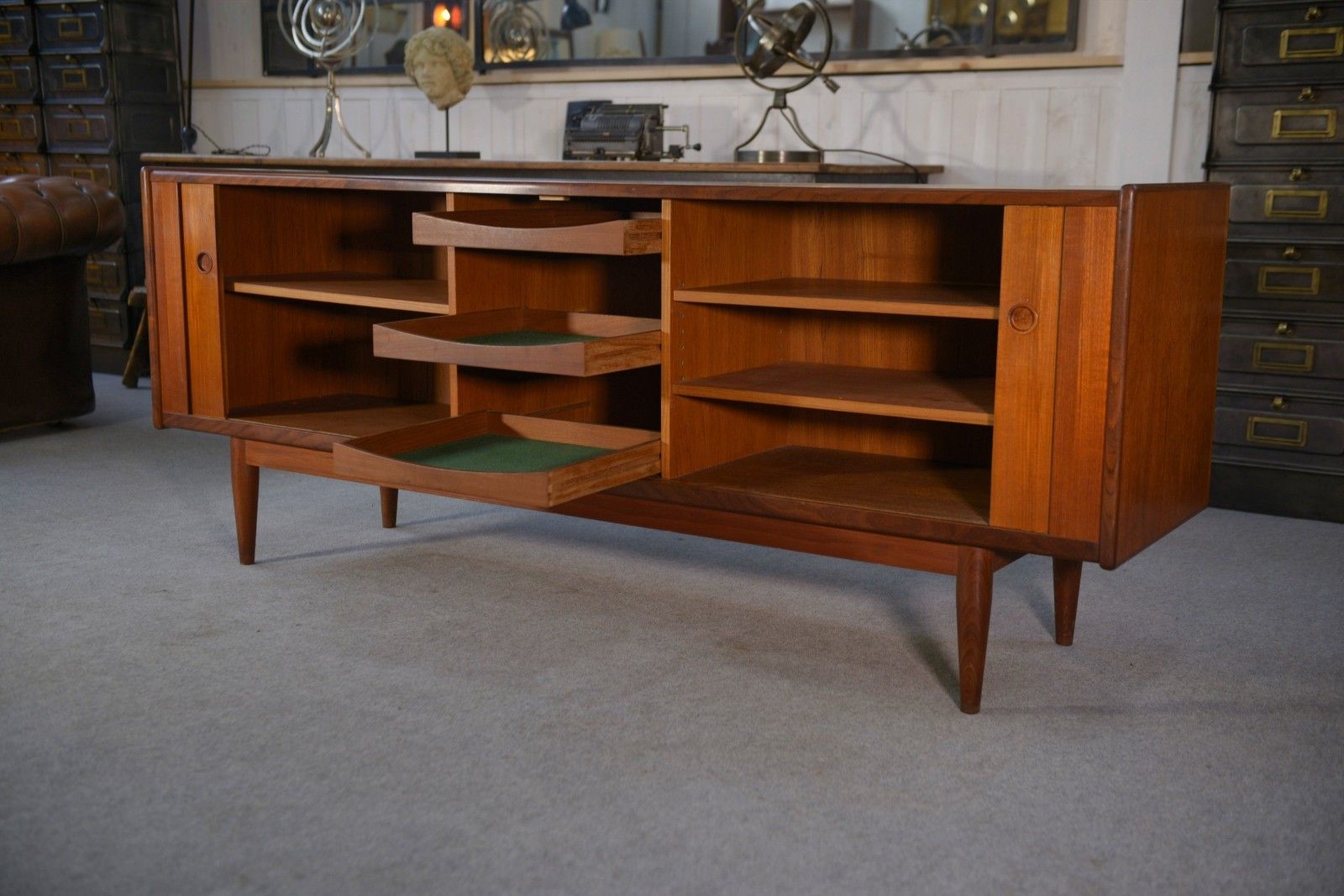 photo vintage Scandinavian Teak Sliding Door Row By Svend Aage Larsen 1960's