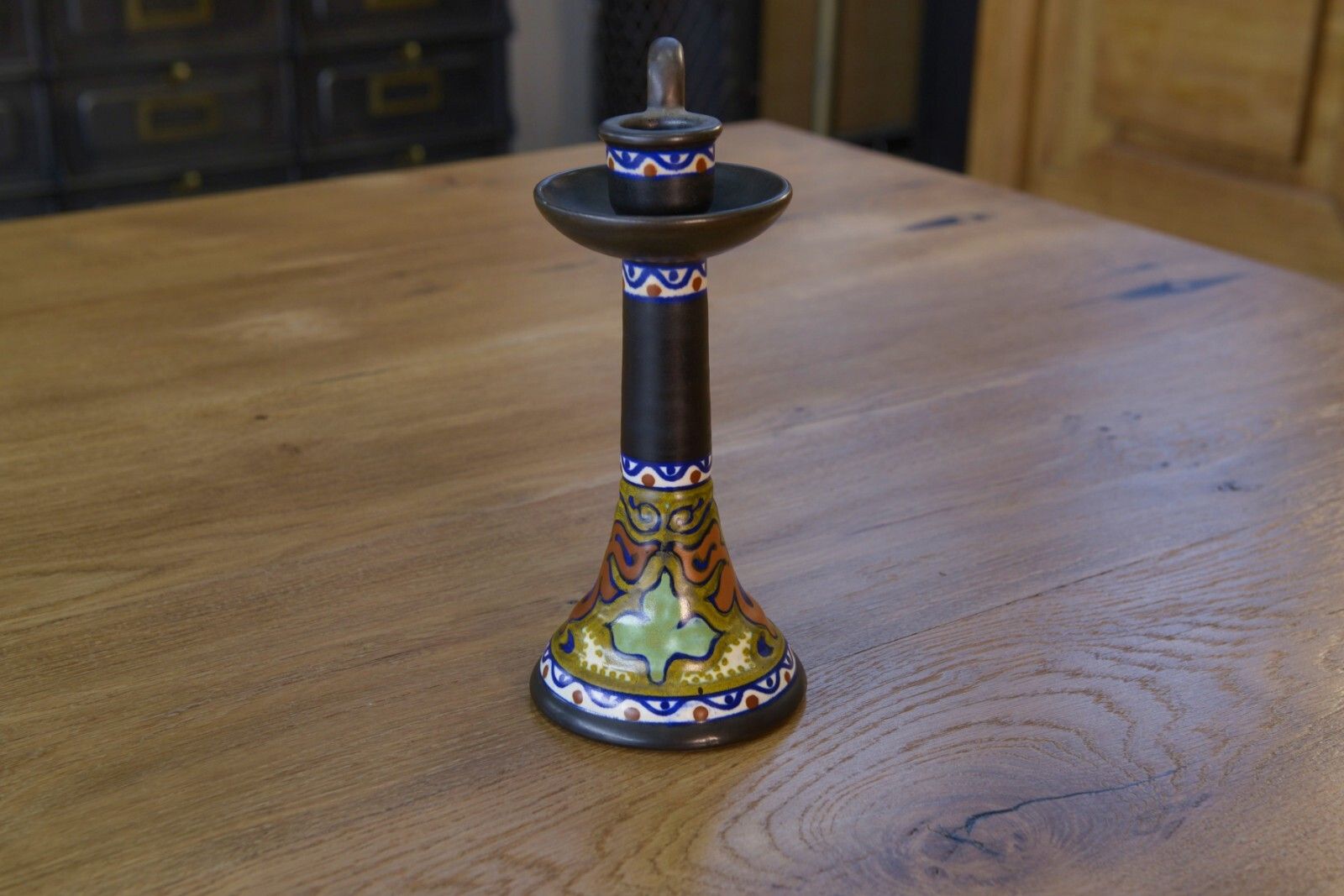 Gouda Hollande 1930's Art Deco Ceramic Candle Holder photo furniture