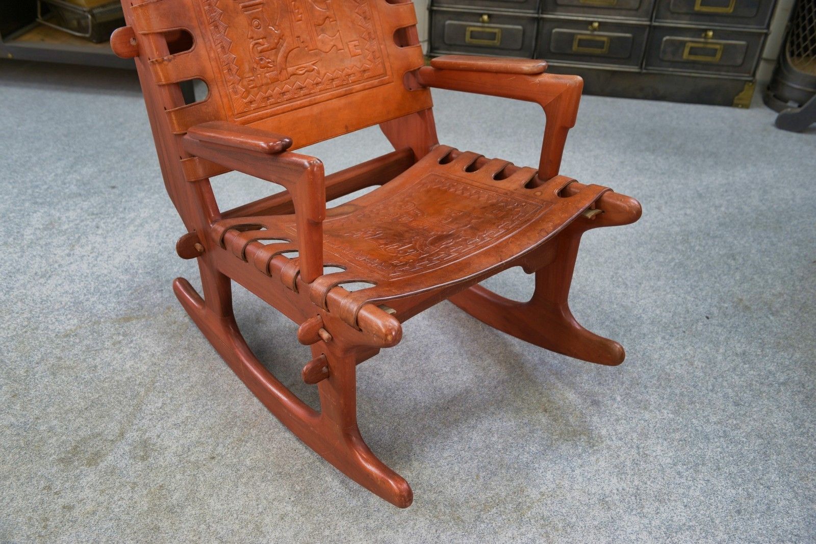 1960's Red Wood And Leather Armchair By Angel Pazmino photo 1432.0