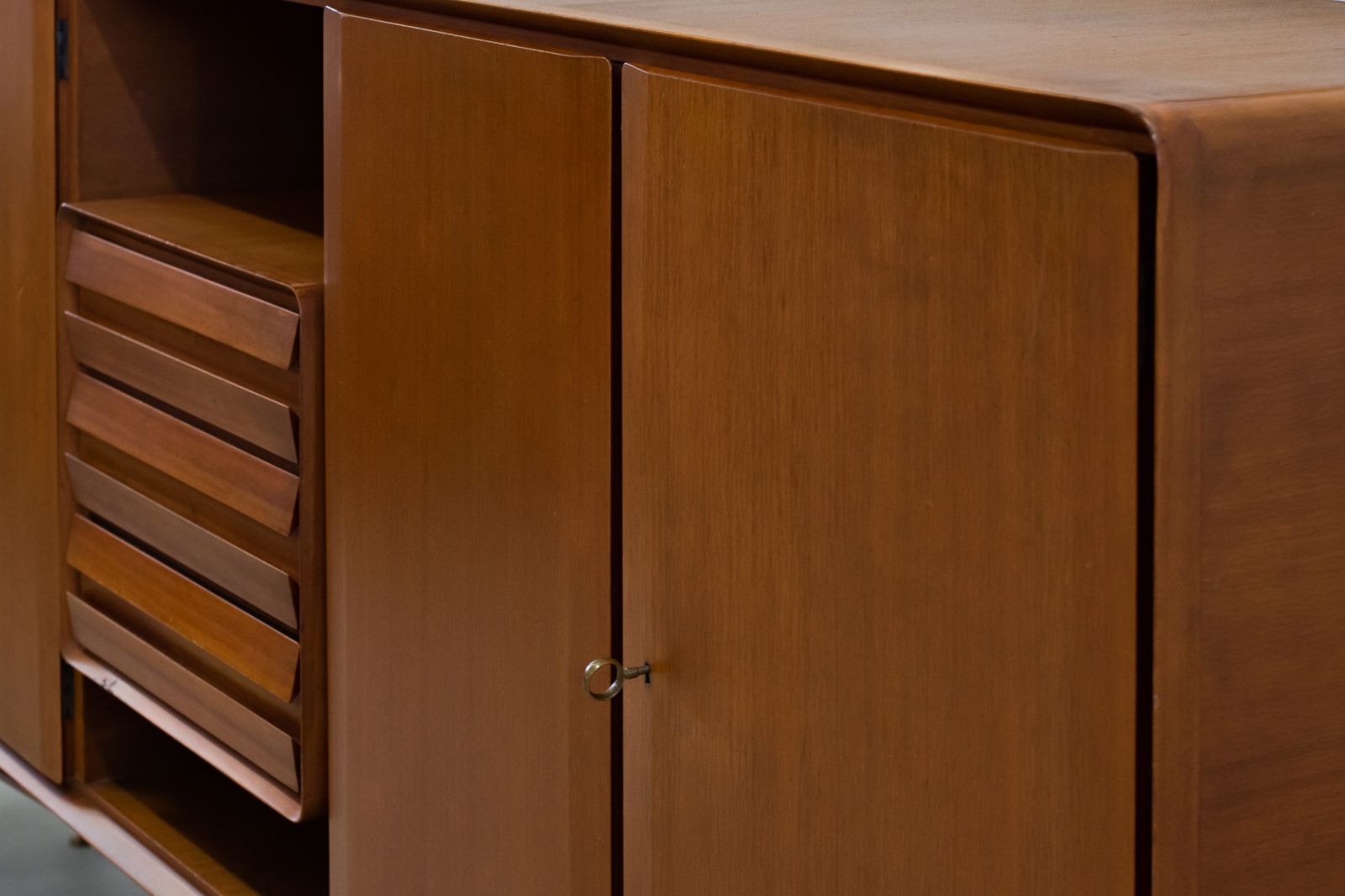Galleria Mobili D'arte Sideboard With Doors And Drawers In Wood 1950s Italy photo for sale