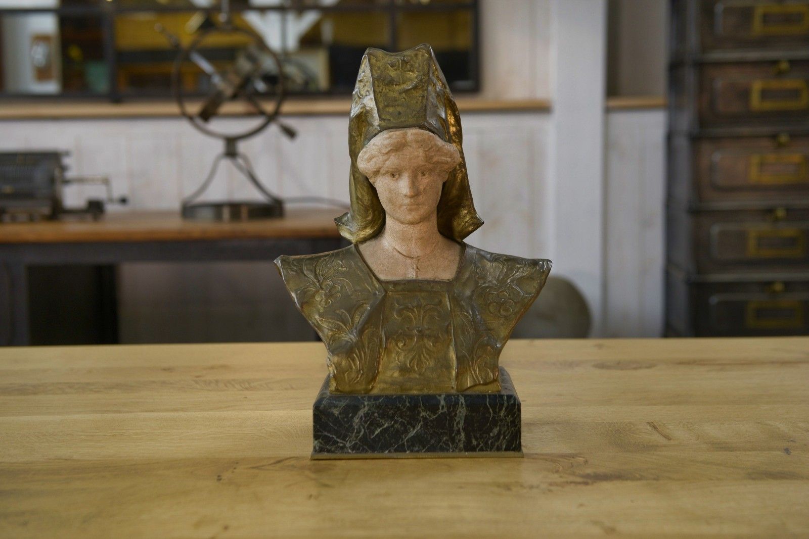 Bronze And Ceramic Bust Signed Henri Louis Levasseur Late 19th Century