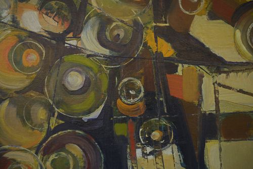 Painting On Canvas Abstract Art Signed Boussy 1977 photo for sale