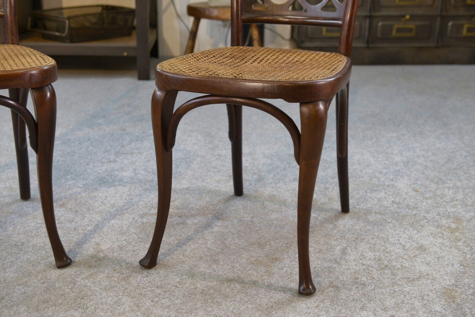 photo furniture Pair Of Art Nouveau Curved Beech Wood Chairs Attributed To Koloman Moser