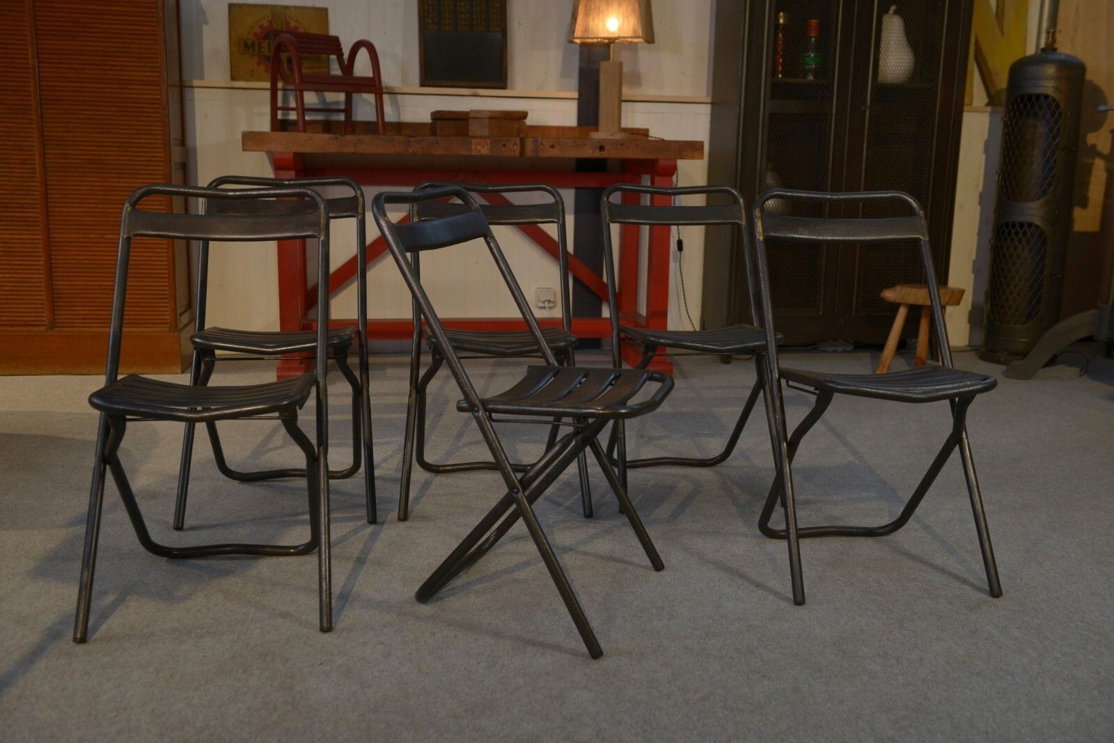 Furniture Chaises Pliantes Industrielles Assemblage Par Brasure Travail Français Vers 1950 photo