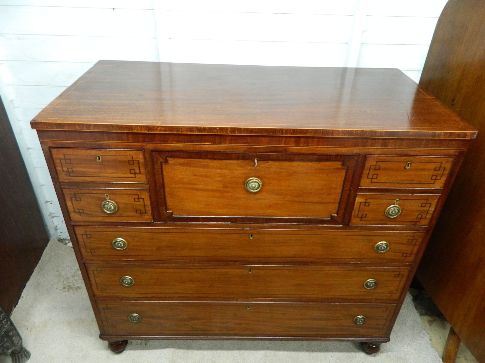 Regency Mahogany Secretaire Chest Of Drawers photo for sale