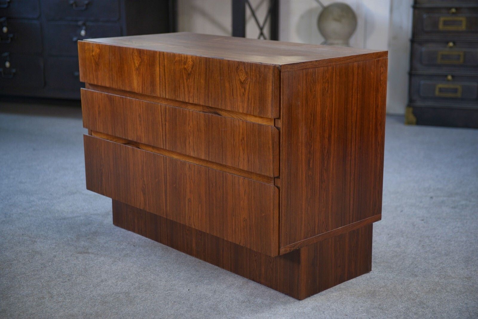 Furniture 1960's Scandinavian Rosewood 3 Drawer Chest Of Drawers photo