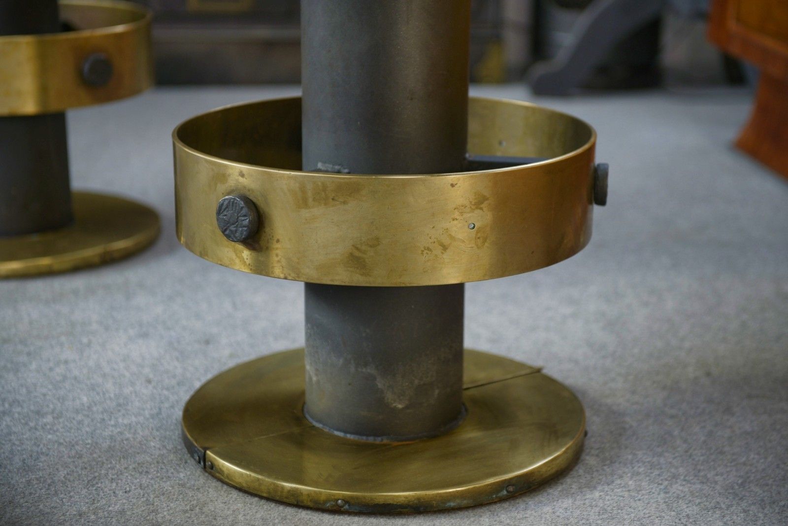 photo furniture 1980's Steel And Brass Stool Set Of 6