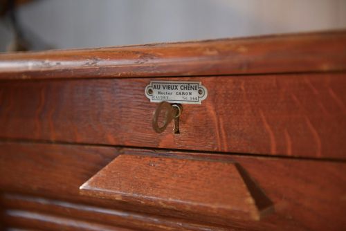 1950's "Au Vieux Chêne" Brand Wooden Shutter Notary Furniture photo buy