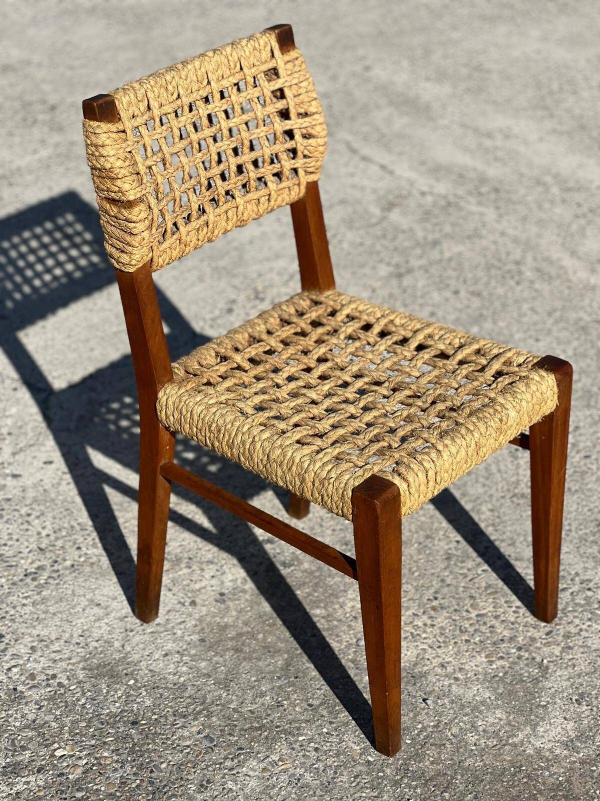Audoux Minet Armchair And Chair Set, 1950s, Set Of 6 photo vintage