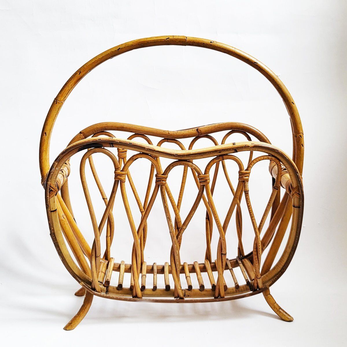 Italian Bamboo Magazine Rack, 1950s