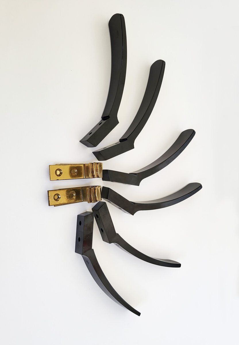 photo for sale Mid Century Austrian Bakelite And Brass Wall Hooks, 1950s, Set Of 6