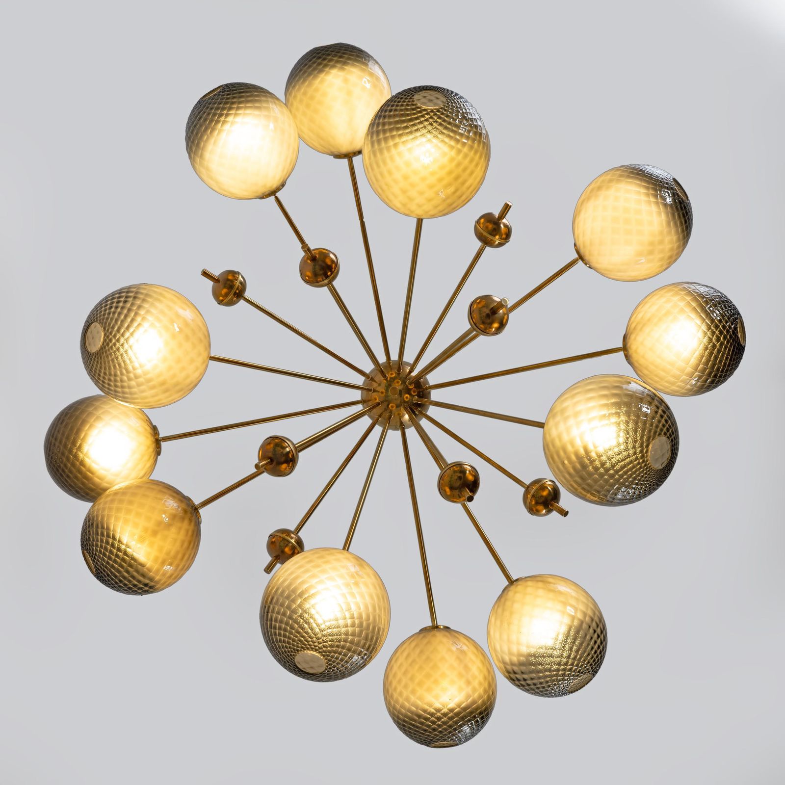 “Galaxy” Chandelier In Brass And Fumé Murano Glass photo buy
