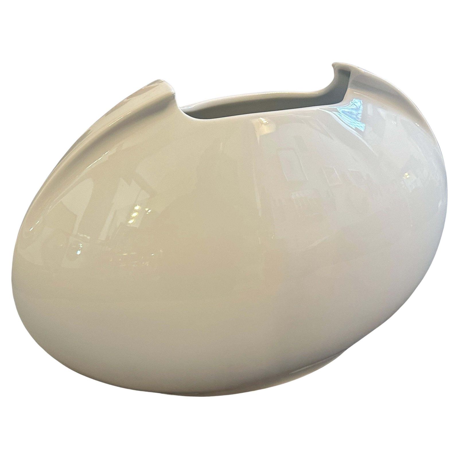 1990s Minimalist White Porcelain Tasca Vase By Lino Sabattini For Rosenthal