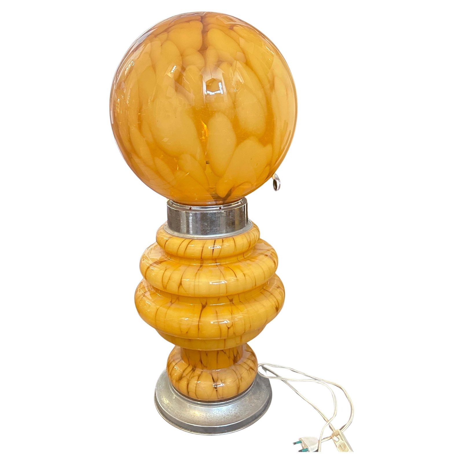 1970s Space Age Yellow Glass And Metal Table Lamp Carlo Nason For Mazzega
