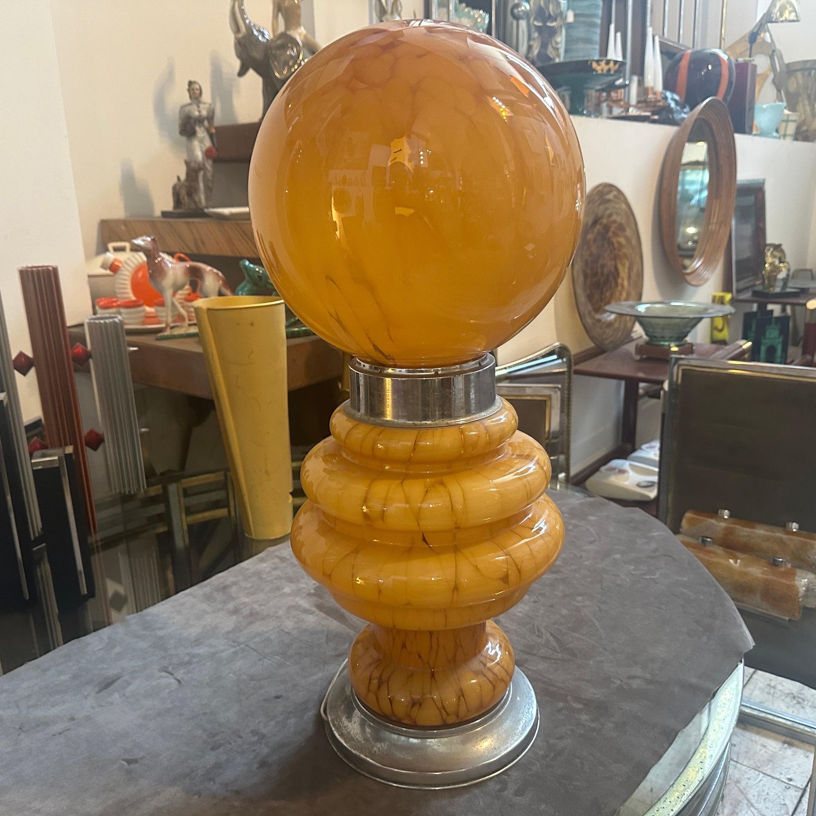 photo furniture 1970s Space Age Yellow Glass And Metal Table Lamp Carlo Nason For Mazzega