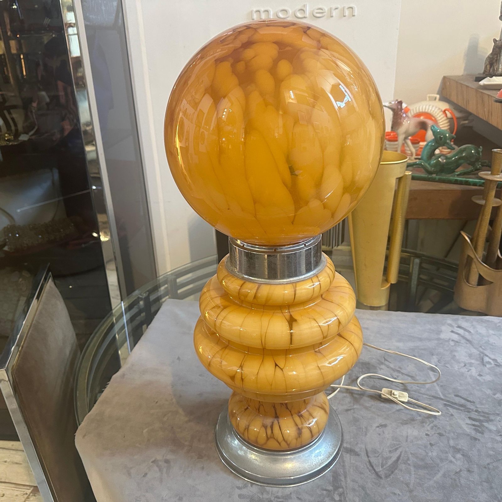 photo buy 1970s Space Age Yellow Glass And Metal Table Lamp Carlo Nason For Mazzega