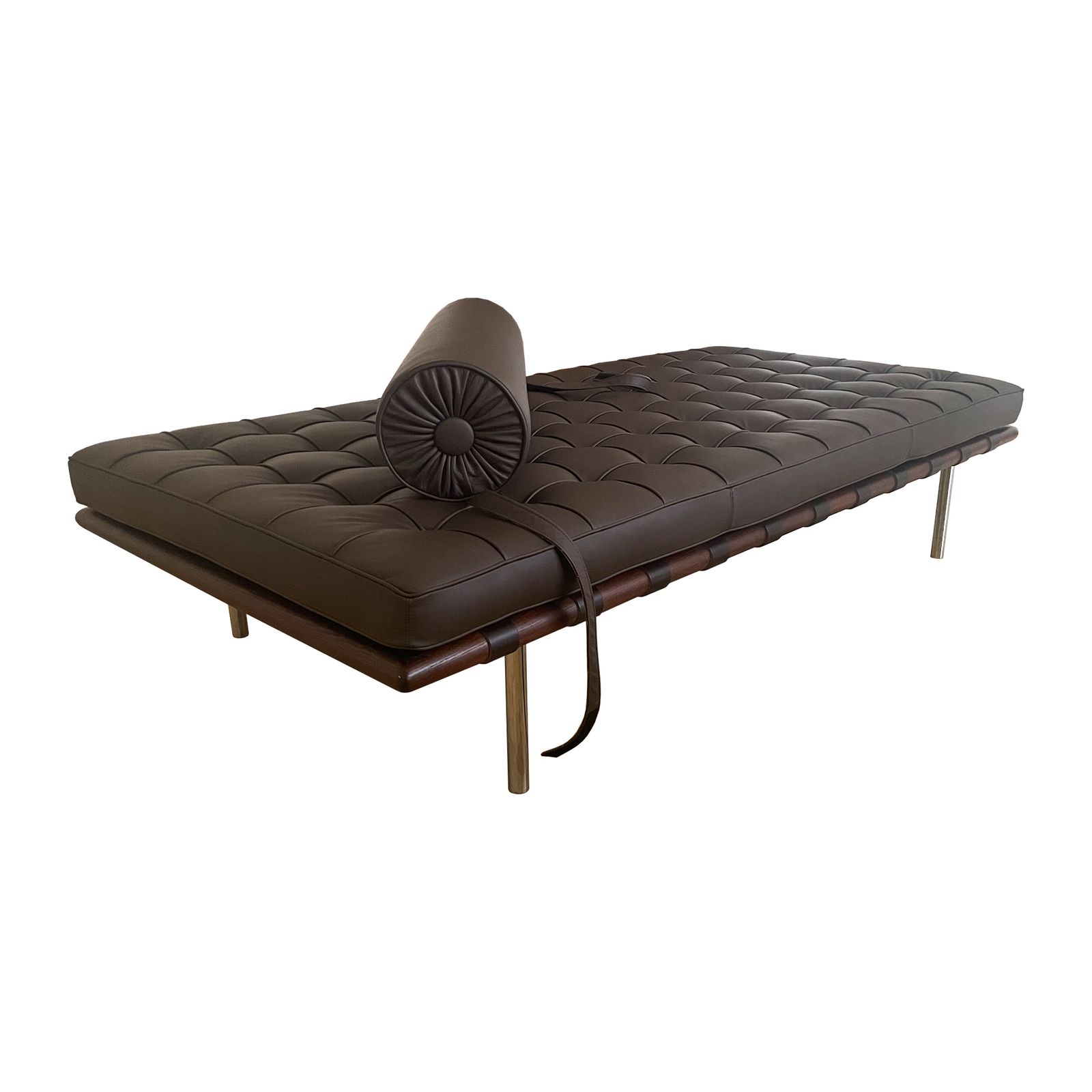 Barcelona Daybed By Ludwig Mies Van Der Rohe For Knoll, 1970s, Restored In Brown Leather photo vinterior