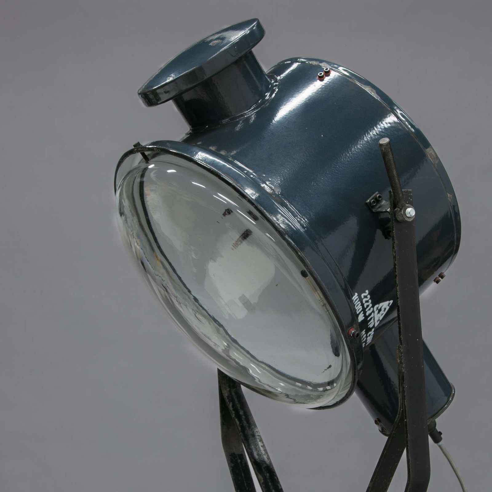 Hungarian Military Searchlight Floor Lamp On Wooden Tripod photo vinterior
