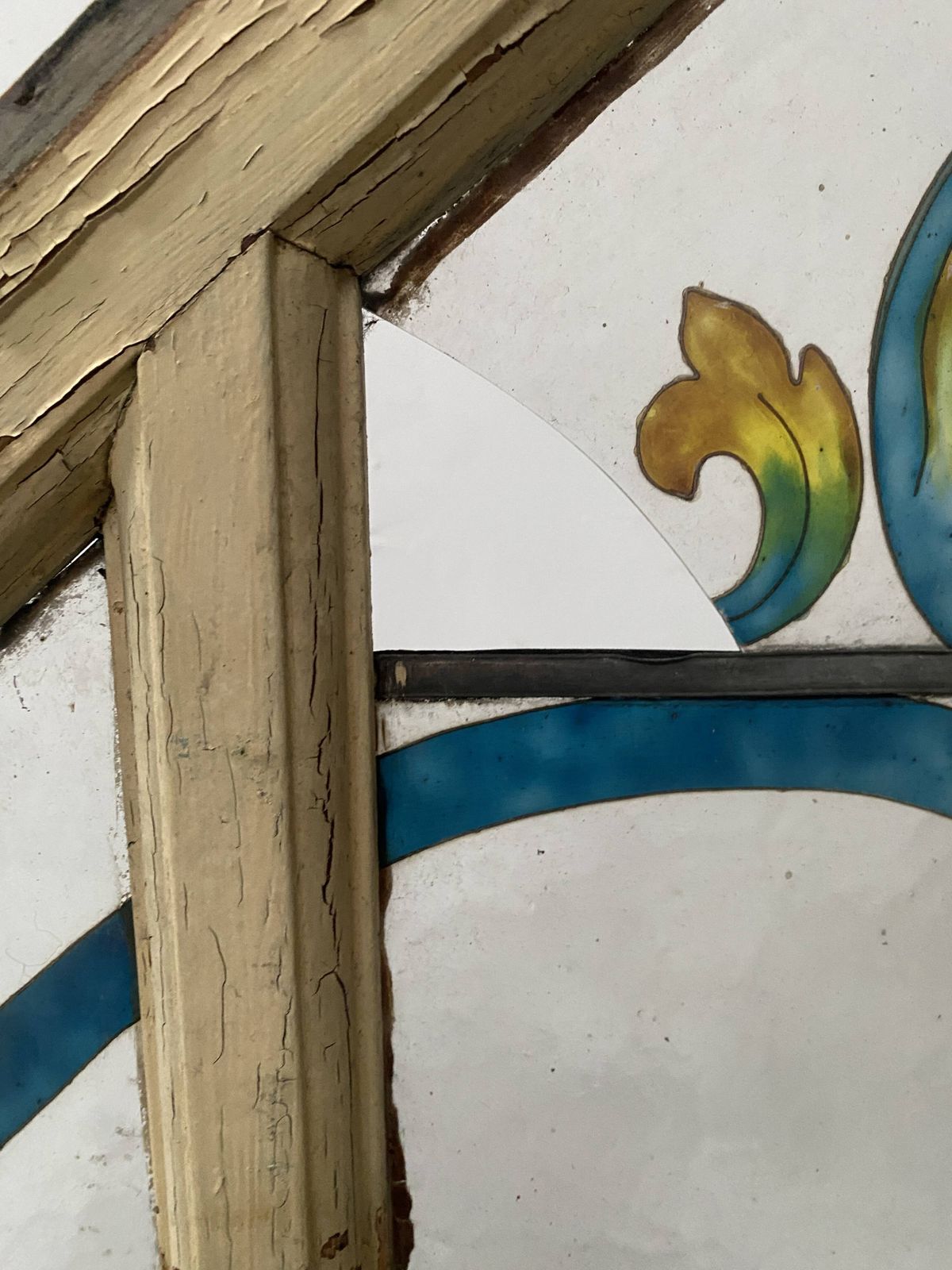 20th Century Fir And Painted Glass Under Stair Door photo Home Fixtures