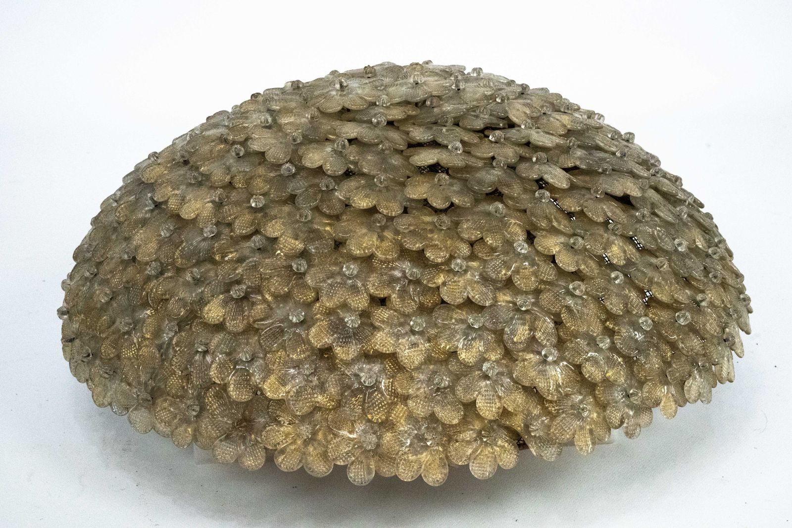 Seguso, Xlarge Mid Century Gold Murano Glass Flowers Ceiling Lamp. Italy 1940s photo buy