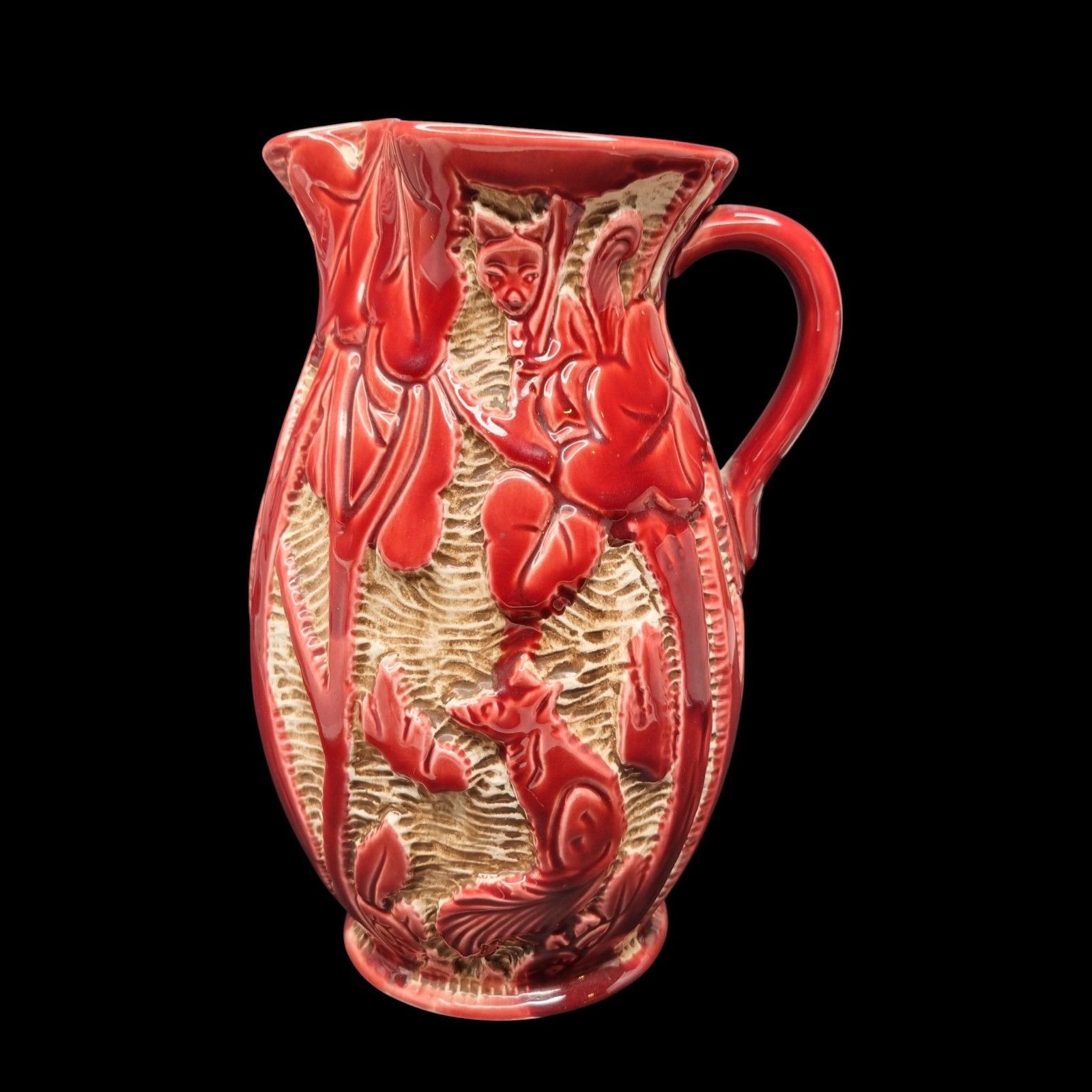 Art Deco Red Pitcher Vase Beswick Trentham Art Ware Woodland Jug 1930's photo for sale