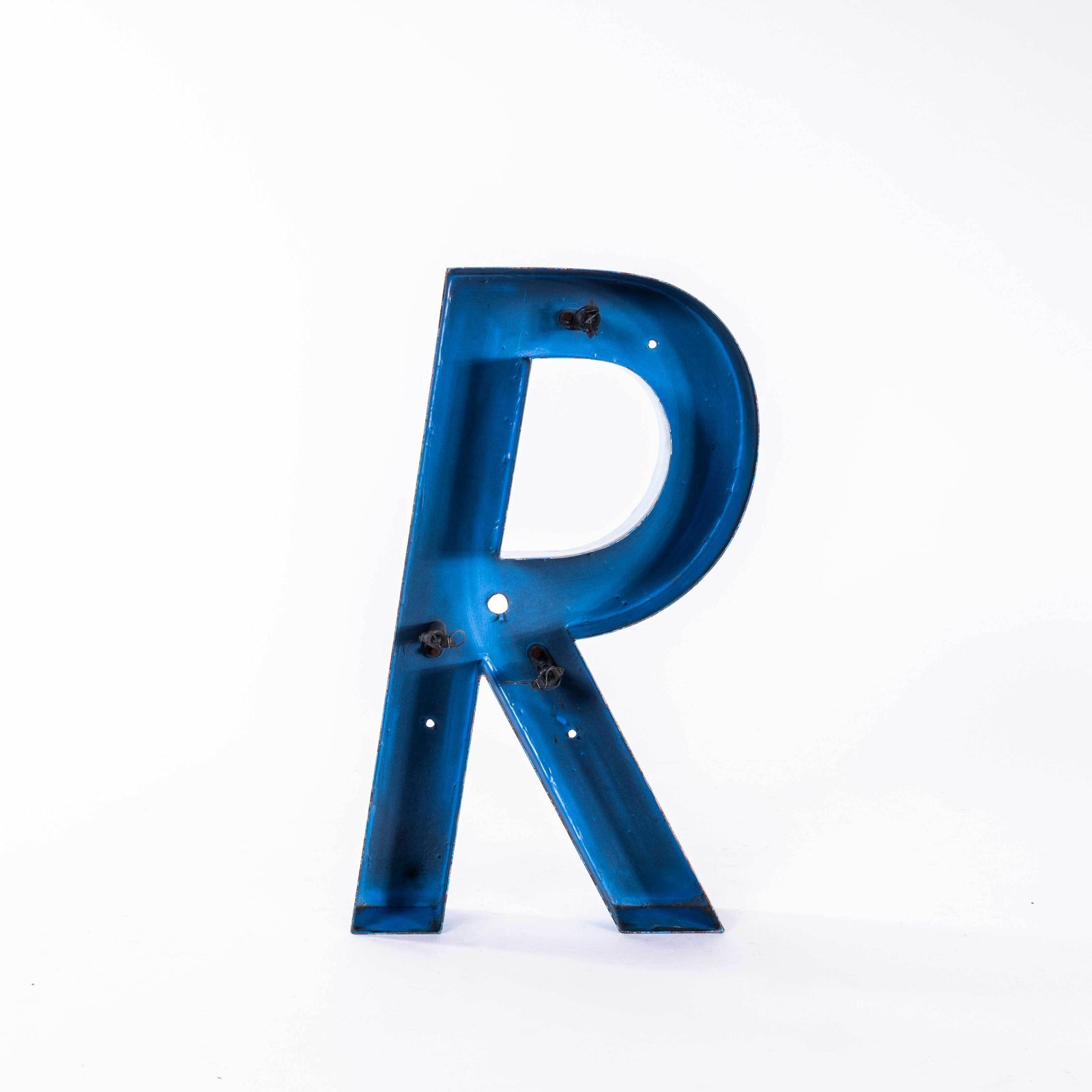 1950's Original Large French Metal Shop Signage Letters   Letter R