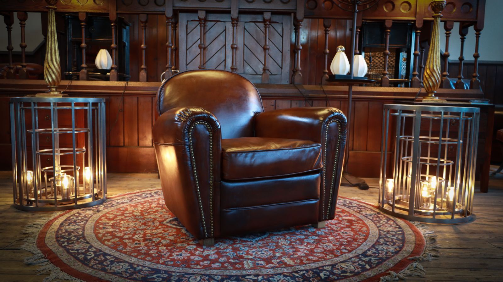 Superb Timothy Oulton Flea Market Club Library Leather Armchair Antique Tobacco photo for sale