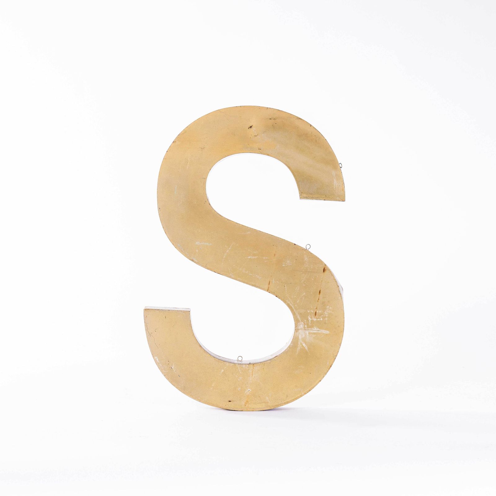 1950's Original Large French Metal Shop Signage Letters   Letter S