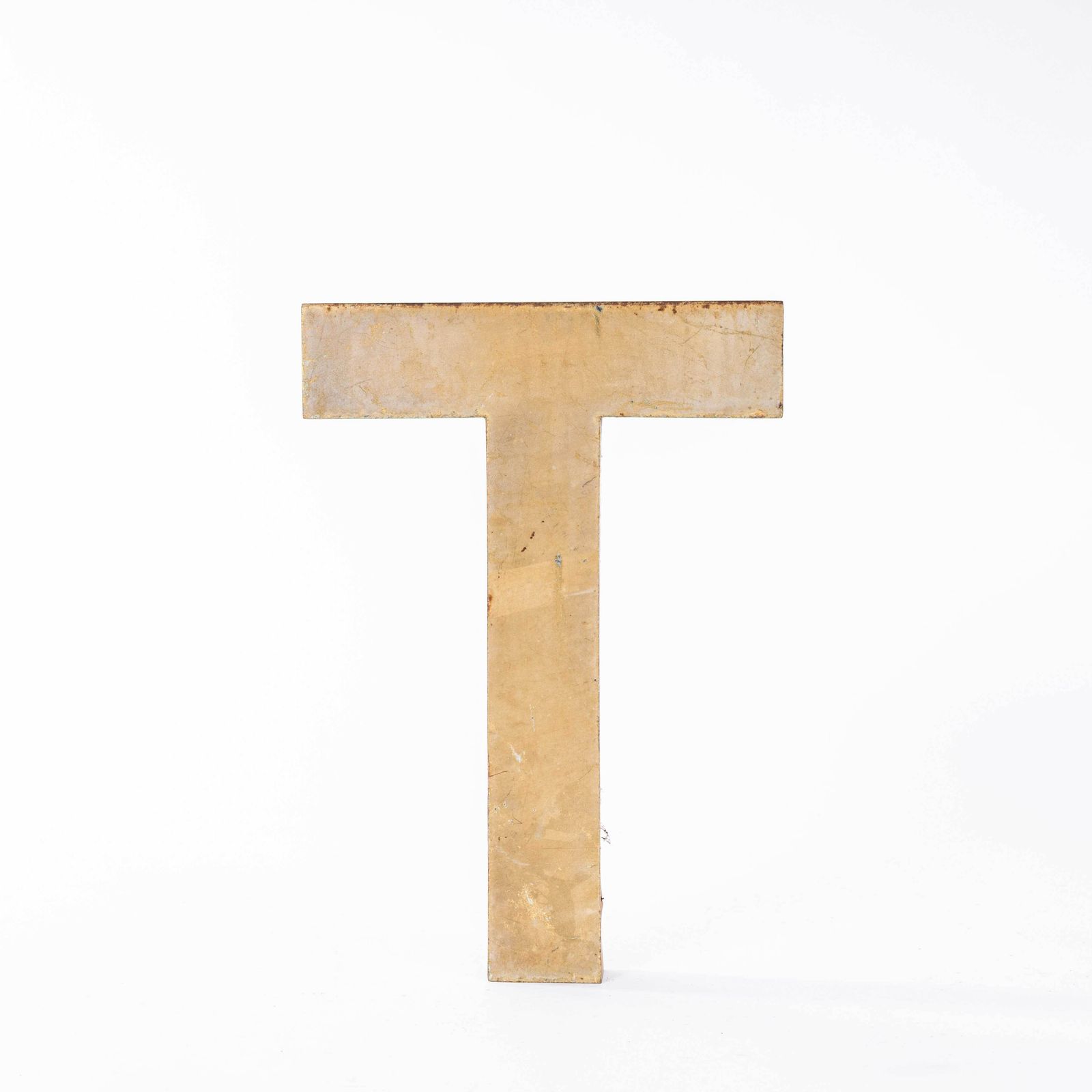 1950's Original Large French Metal Shop Signage Letters   Letter T