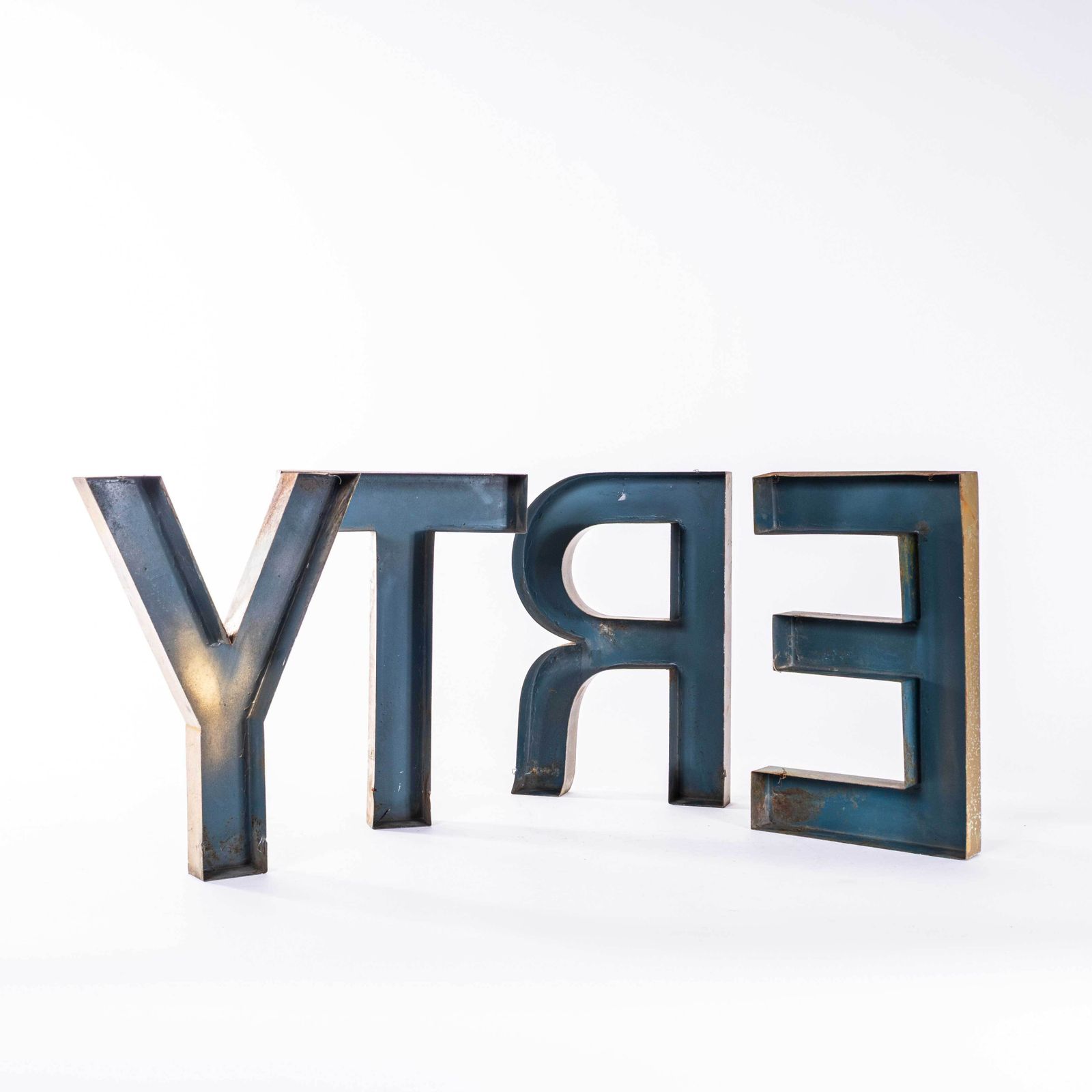 1950's Original Large French Metal Shop Signage Letters   Letter T photo furniture