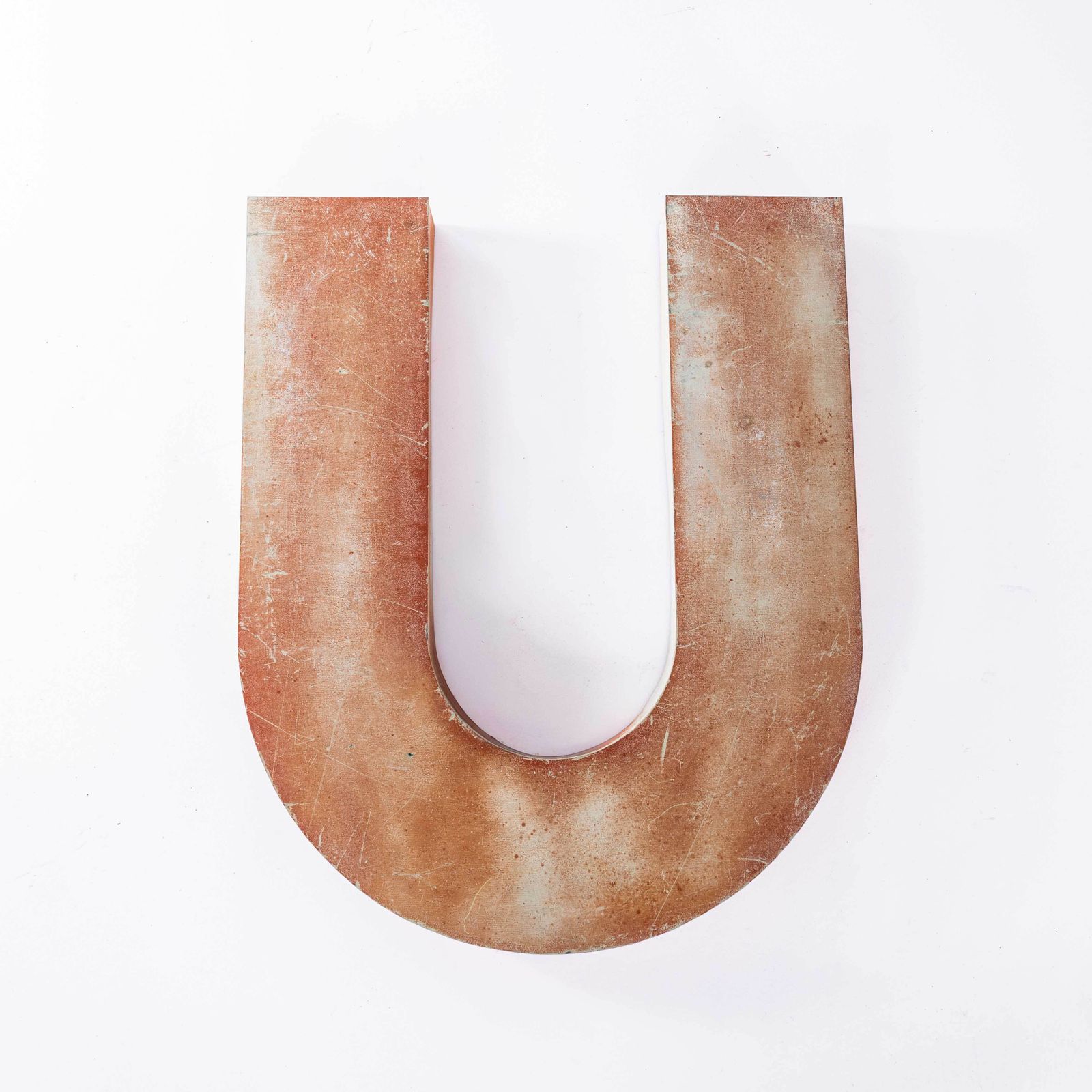 1950's Original Large French Metal Shop Signage Letters   Letter U