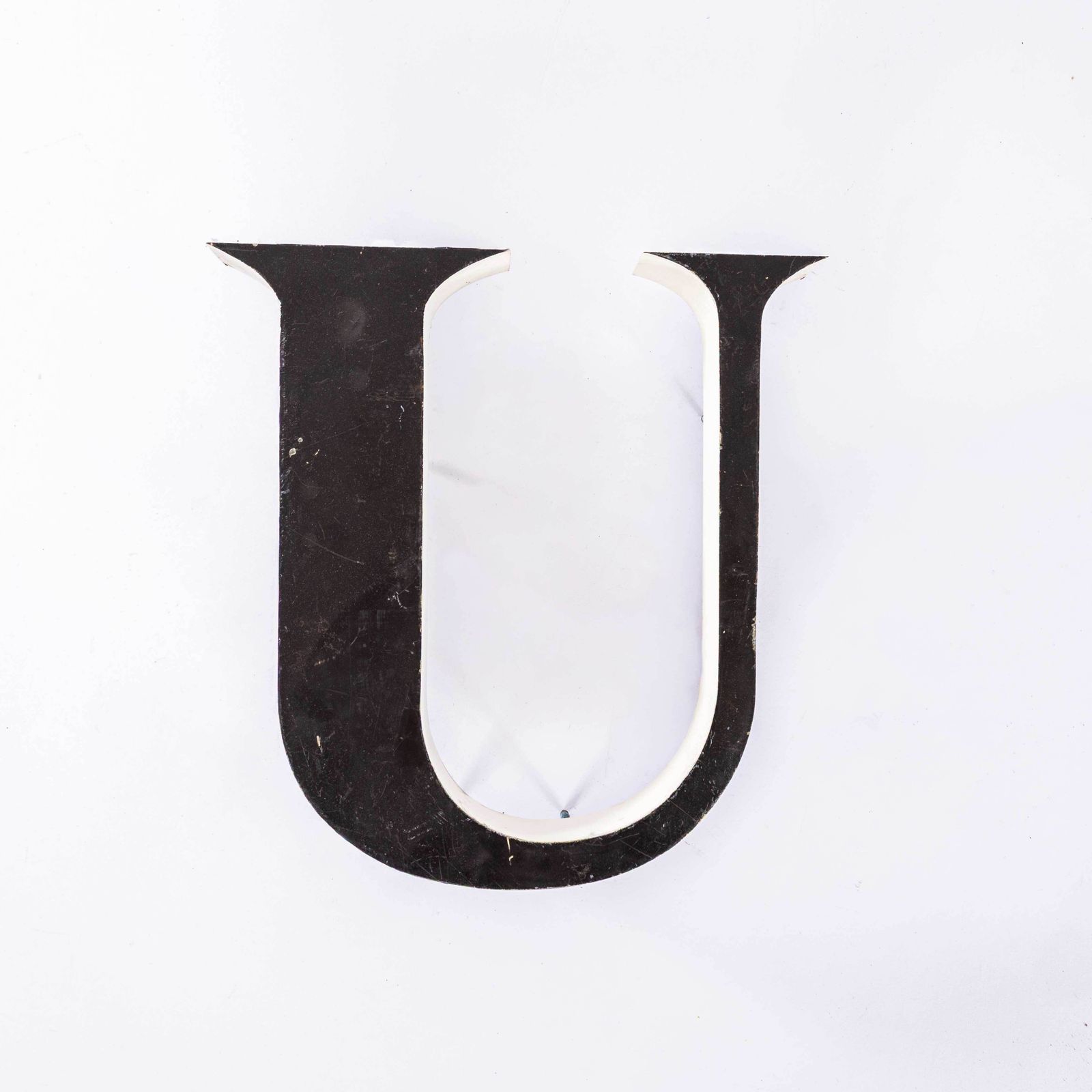1950's Original Large French Metal Shop Signage Letters   Letter U