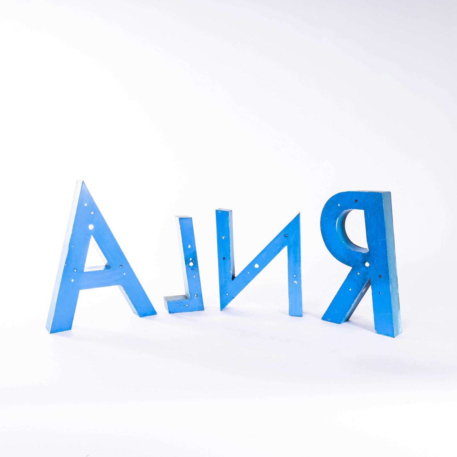1950's Original Large French Metal Shop Signage Letters   Letter Y photo for sale