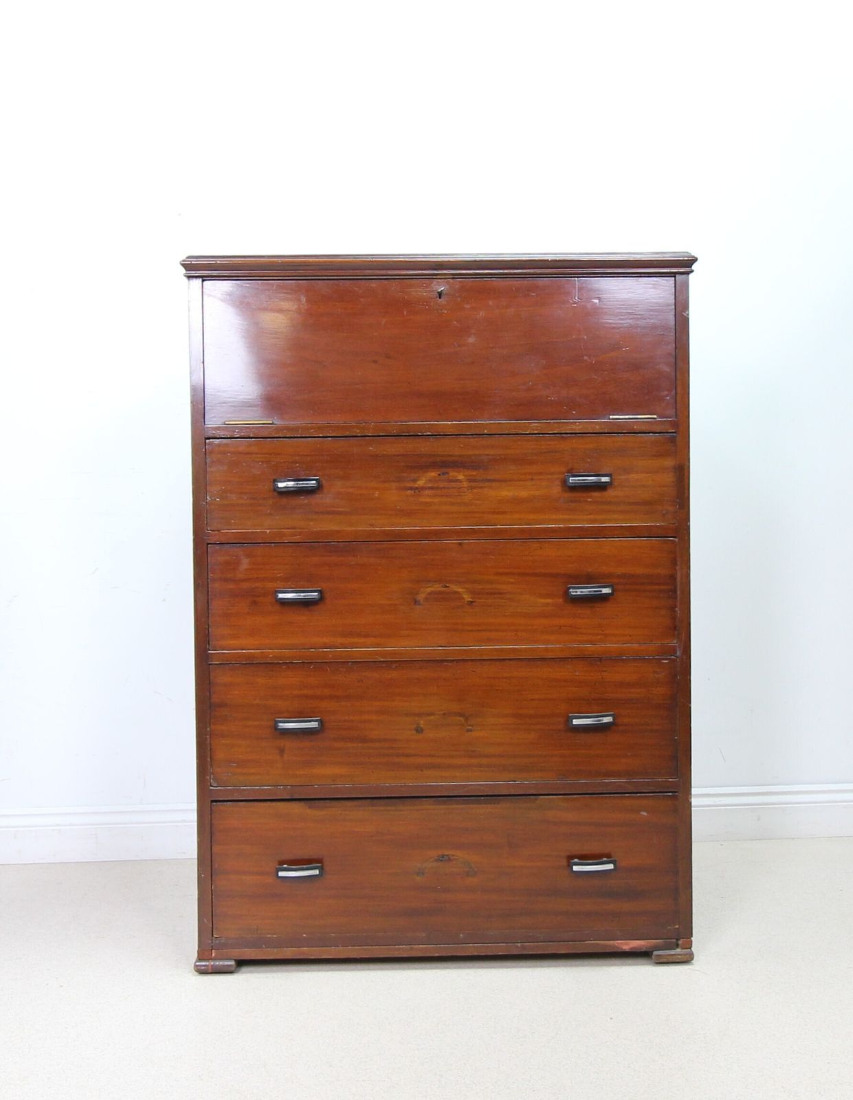 Large Art Deco Mahogany Secretaire Chest Of Drawers With Drop Front photo Furniture