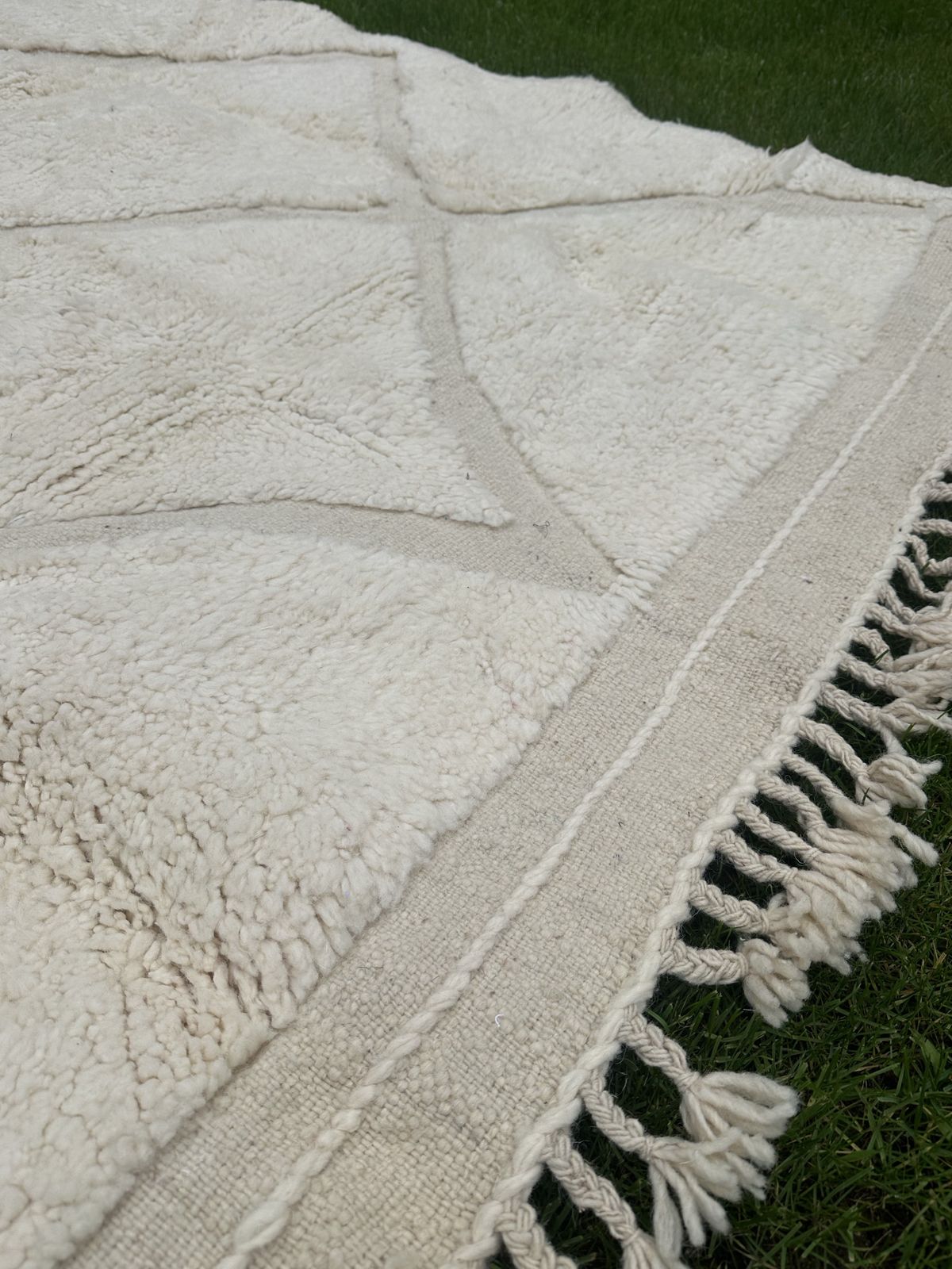 Moroccan Berber Cream Wool Rug Beni Ourain Atlas Carpets photo vintage