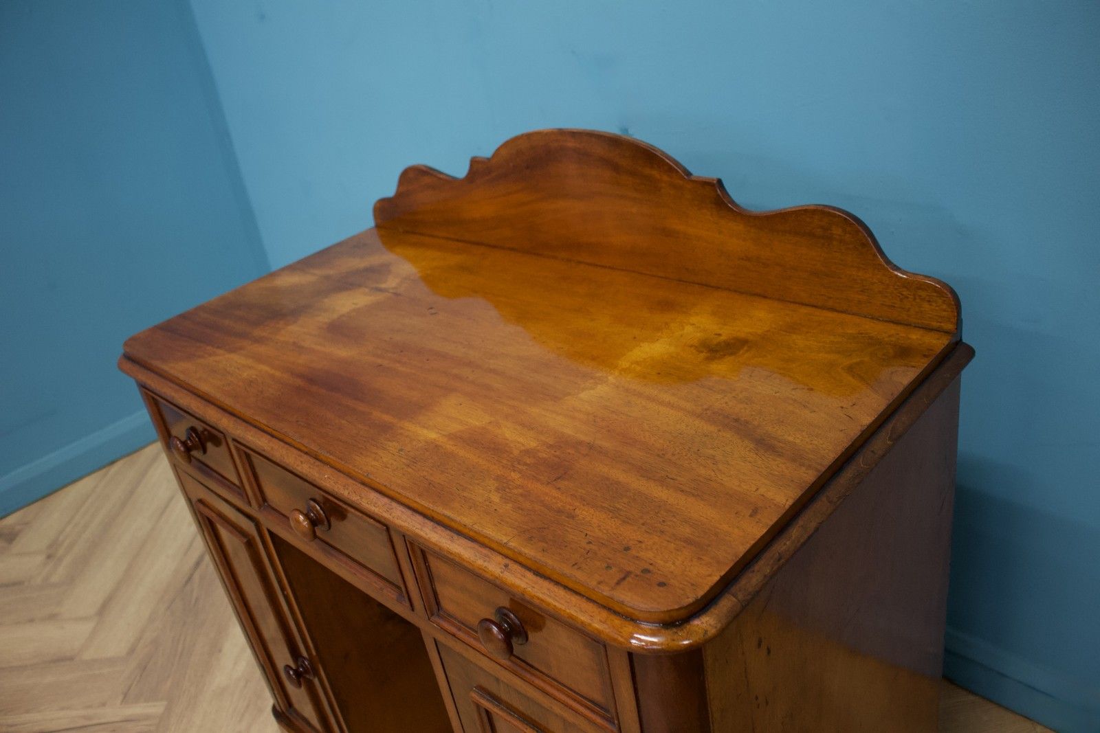 Antique Victorian Mahogany Compact Desk, 1880s #1619 photo vinterior