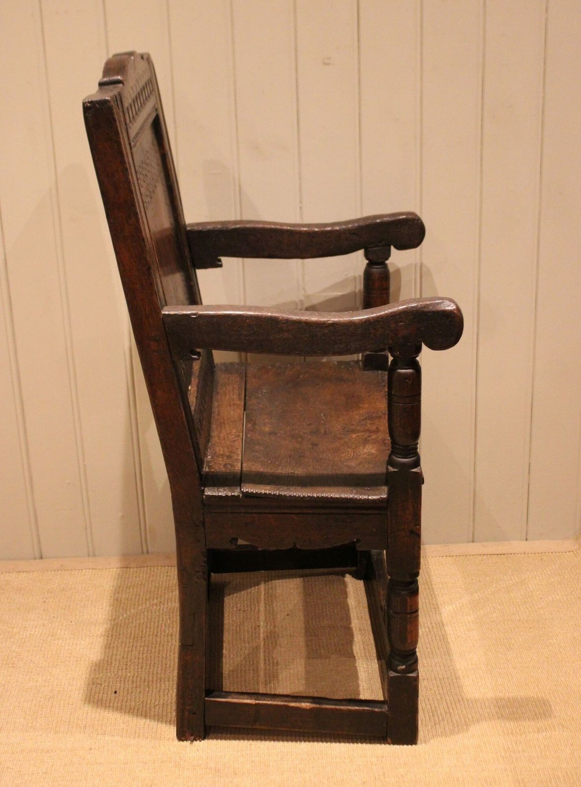 Oak Wainscot Chair, 1800s, Antique photo Furniture