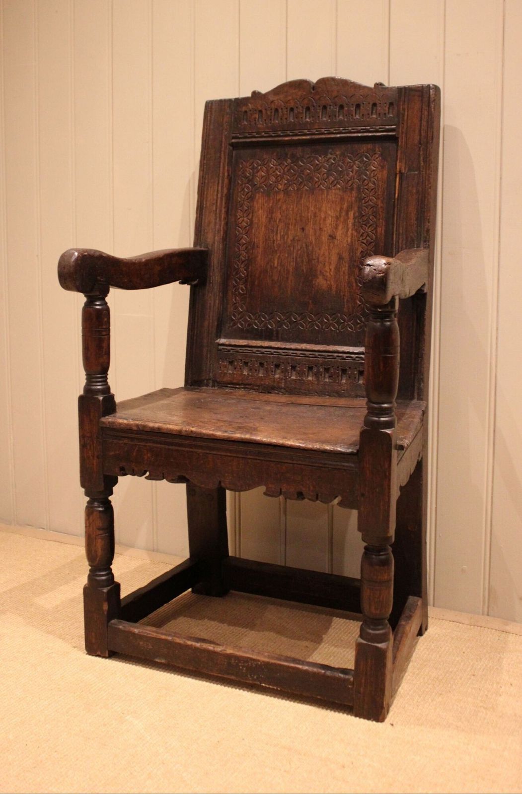 Oak Wainscot Chair, 1800s, Antique photo vintage