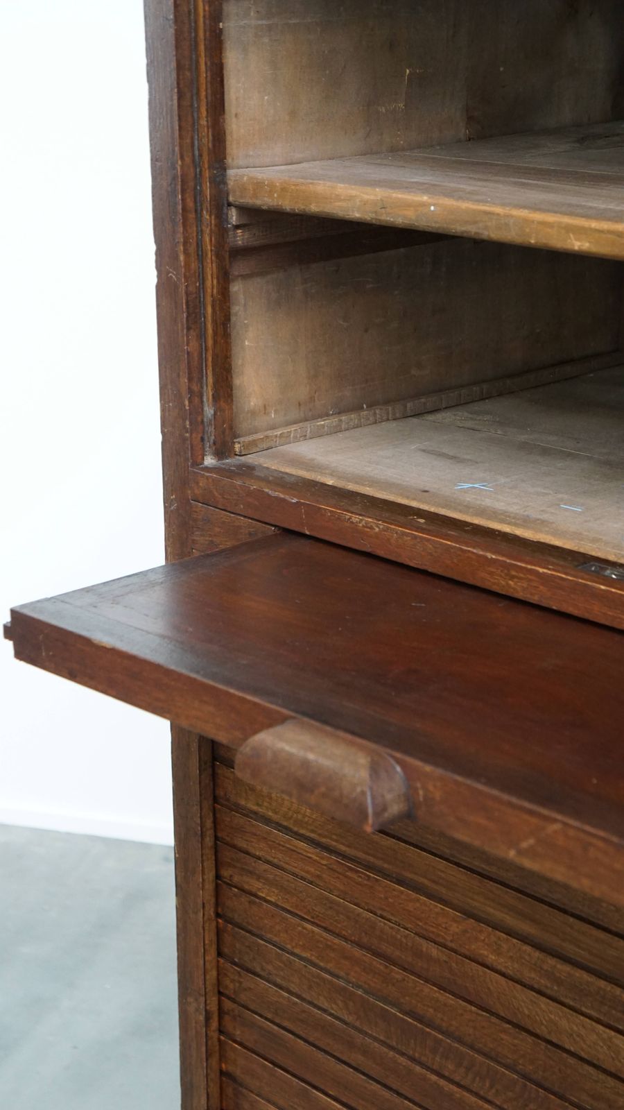 1352.0 Insane Antique Oak Notary Cabinet With Two Roller Doors, A Working Lock And A Beautiful Patina photo